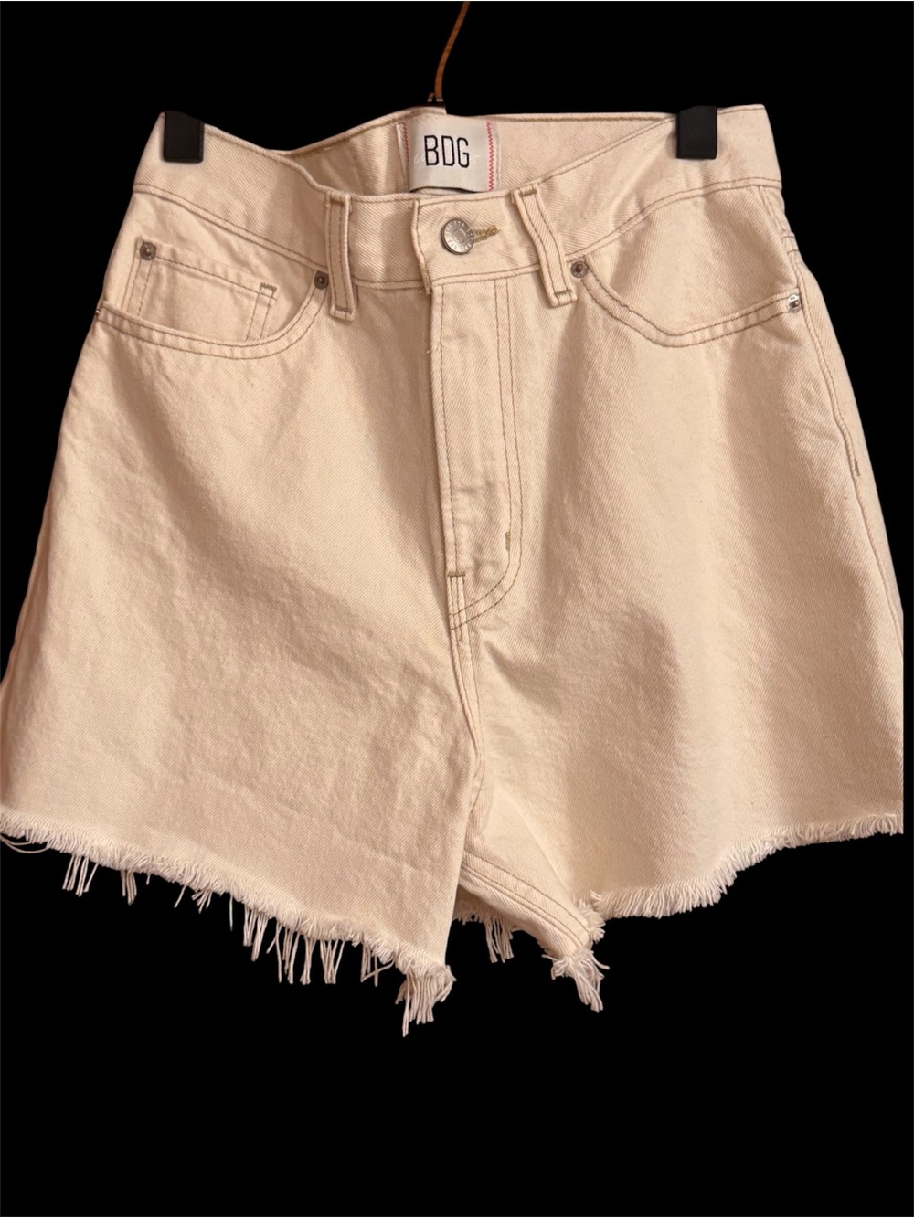 BDG Urban Outfitters Beige High-Rise Frayed Hem Jean Shorts Women’s Size 28